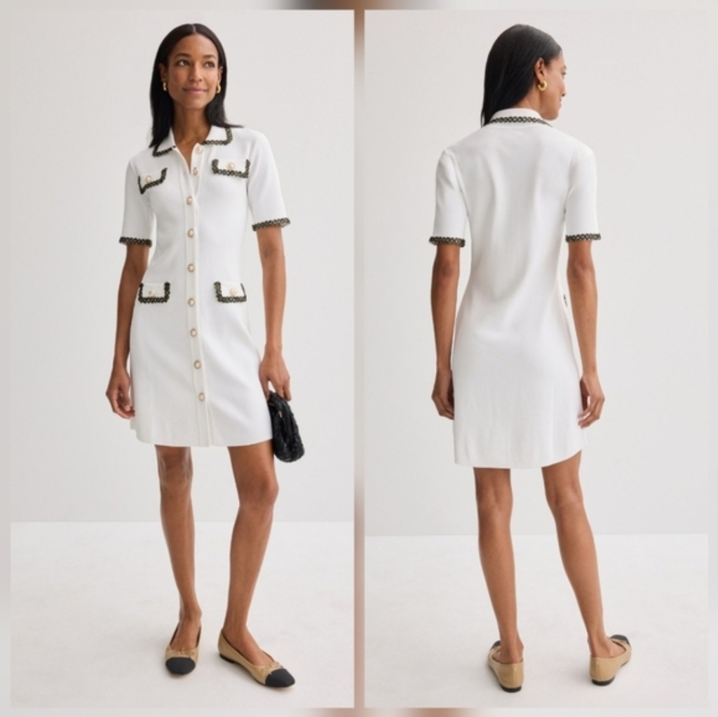 Alexia Admor Odette Button Down Mini Dress Casual Collared Short Sleeve Size Xs